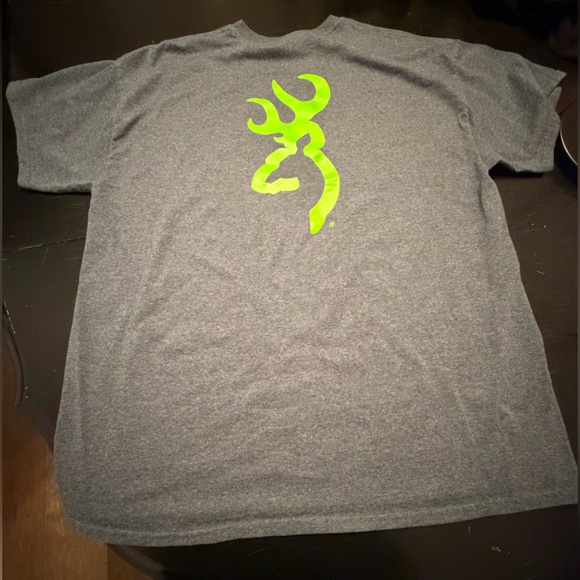 Browning Dark Heather Gray Tee with Bright Green Logo - Picture 5 of 5